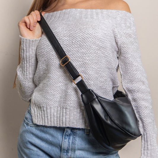 Amoria Bags Hannah Shoulder Bag – Black Vegan Leather