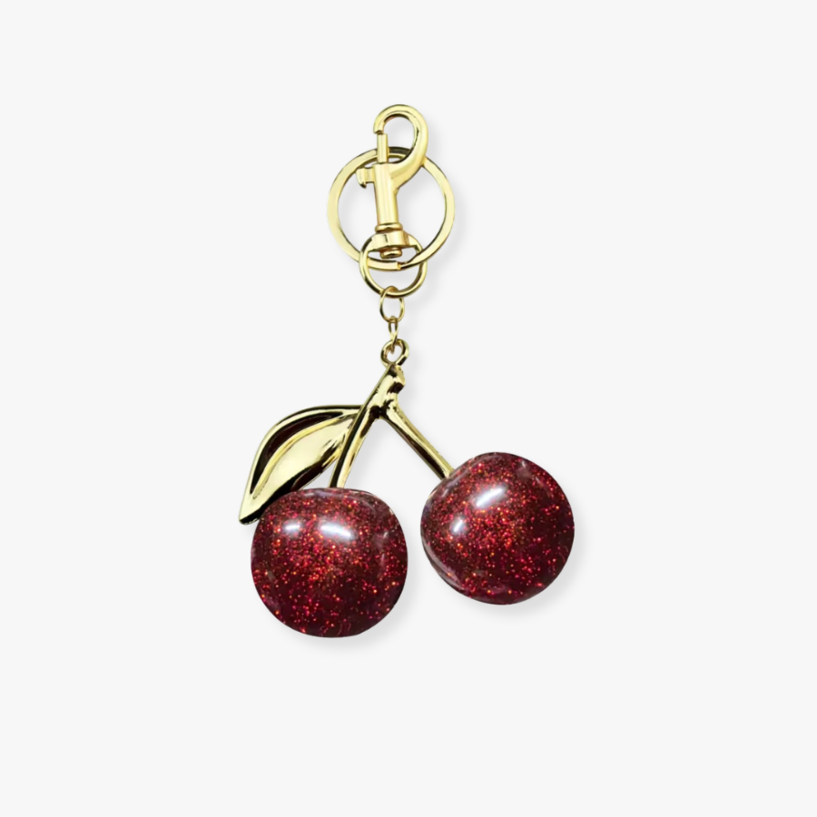 Amoria Bags Gold Cherry Charm Keychain – Red/Gold