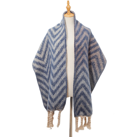 Amoria Bags Polar Rectangular Scarf with Braided Fringe