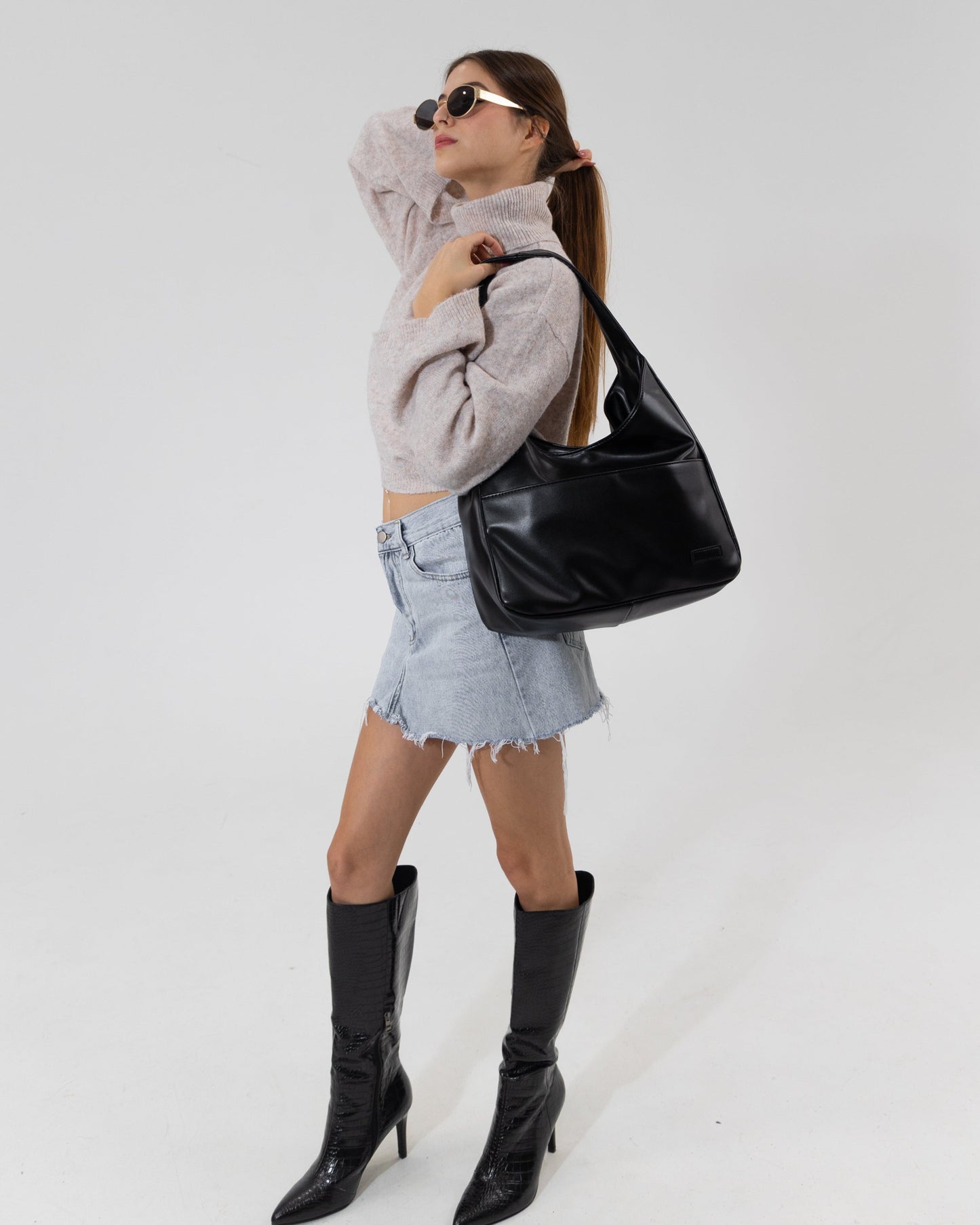 Amoria Bags Maya Shoulder Bag – Black Vegan Leather