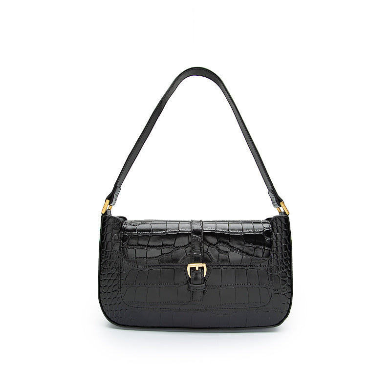 Amoria Bags Eva Crocodile-Texture French Shoulder Bag