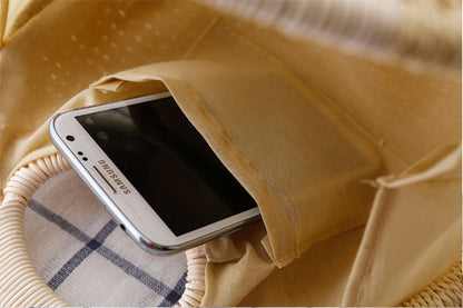 Amoria Bags Jenna Round Woven Handbag with Built-In Handles