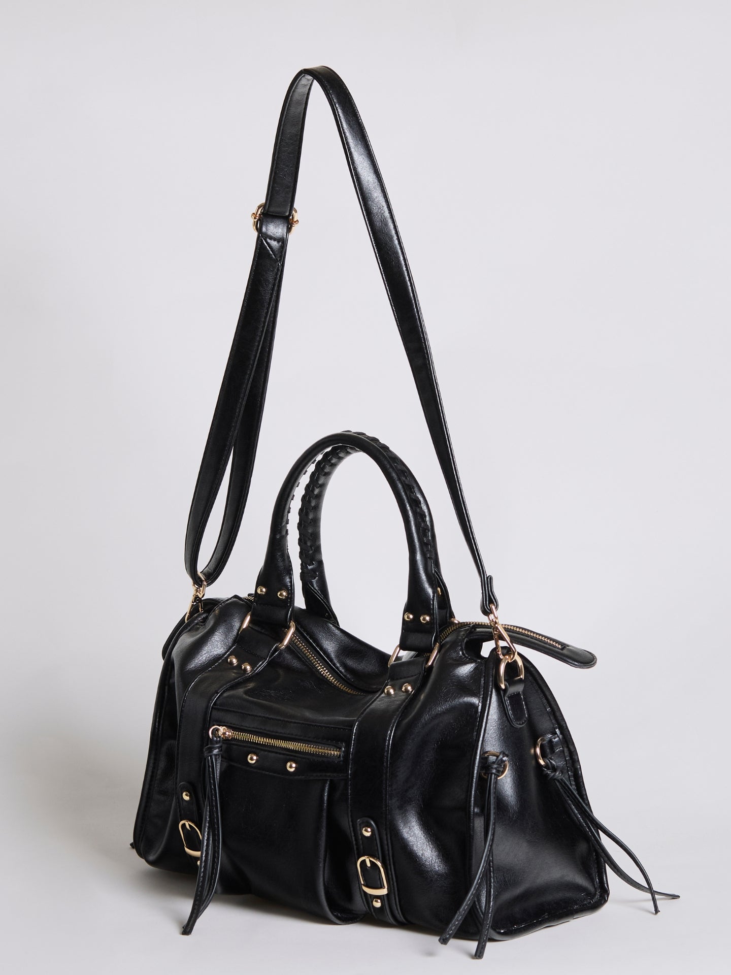 Amoria Bags Vivienne Paris Shoulder Bag – Black Leather