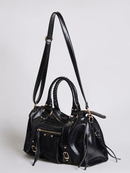 Amoria Bags Vivienne Paris Shoulder Bag – Black Leather