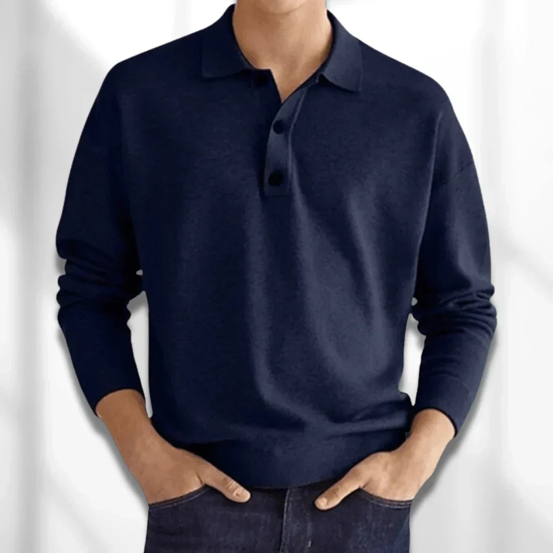 Men’s long-sleeve knit polo shirt