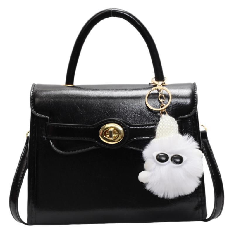 Amoria Bags Pom Mini Top Handle PU Handbag with Plush Charm