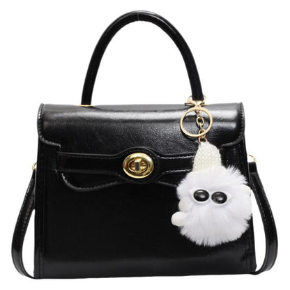 Amoria Bags Pom Mini Top Handle PU Handbag with Plush Charm