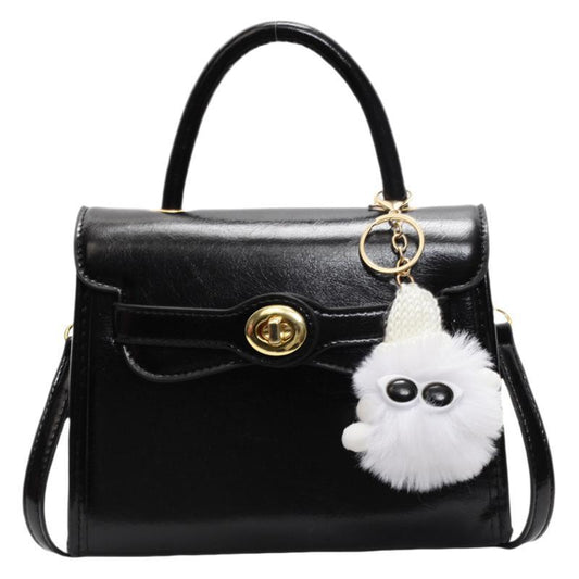 Amoria Bags Pom Mini Top Handle PU Handbag with Plush Charm