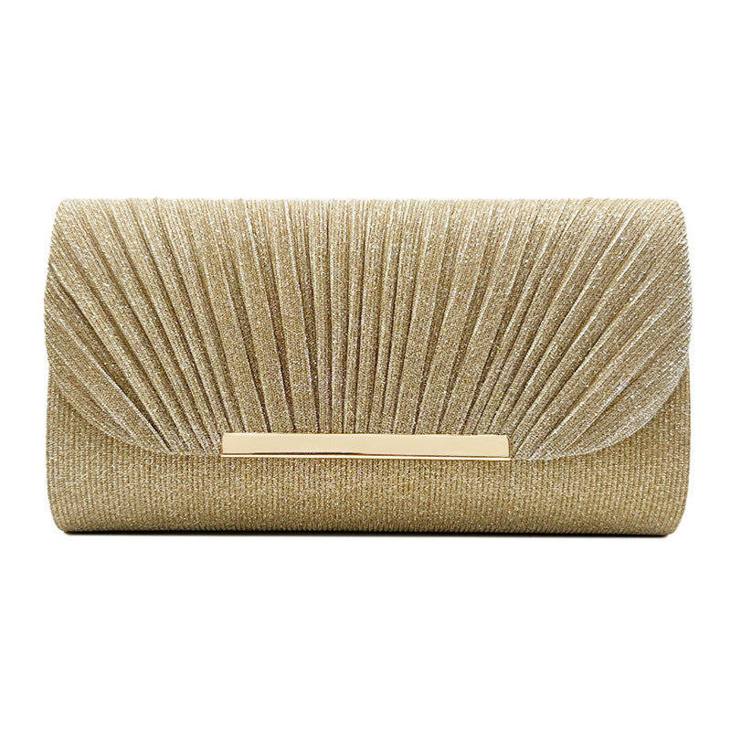 Amoria Bags Clutch Bag with Pleated Texture and Metallic Bar