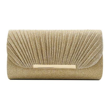 Amoria Bags Clutch Bag with Pleated Texture and Metallic Bar