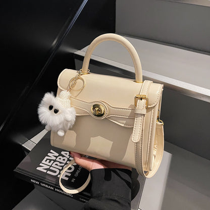 Amoria Bags Pom Mini Top Handle PU Handbag with Plush Charm