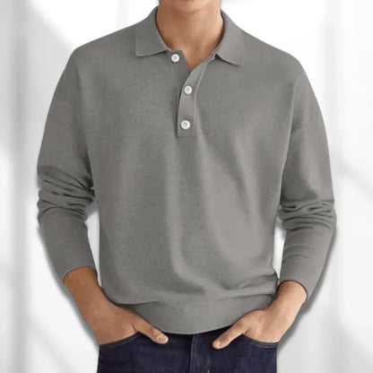 Men’s long-sleeve knit polo shirt