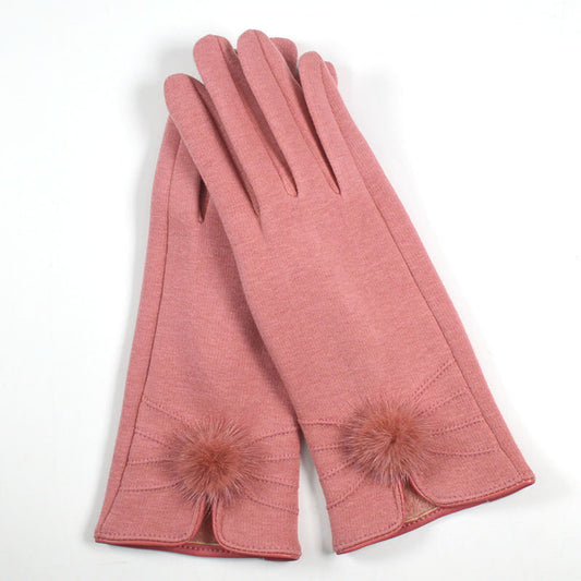 Amoria Bags Long Gloves with Full Fingers and Pom Detail