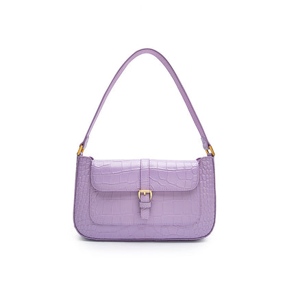 Amoria Bags Eva Crocodile-Texture French Shoulder Bag