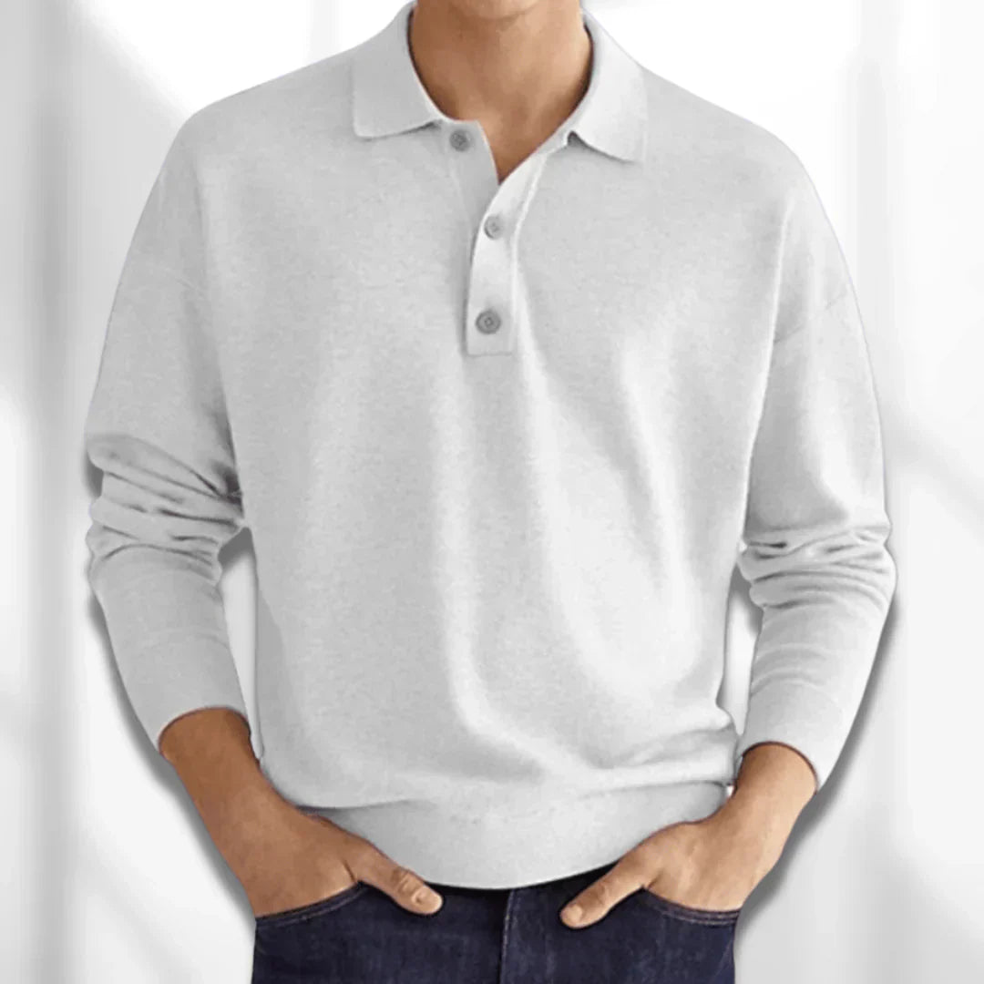 Men’s long-sleeve knit polo shirt