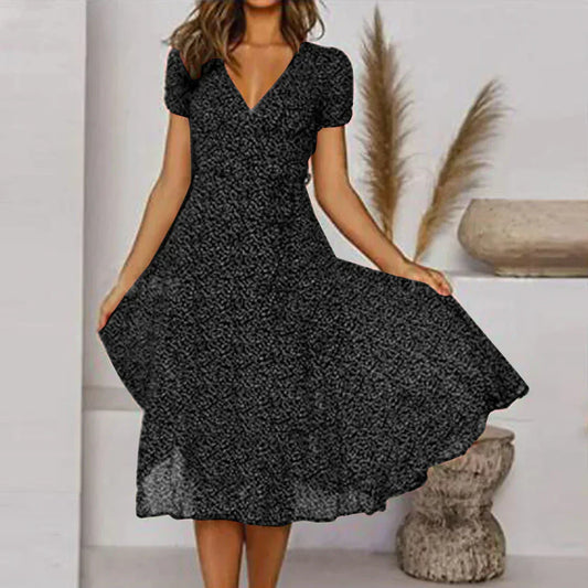 Elegant maxi dress for women with V-neck