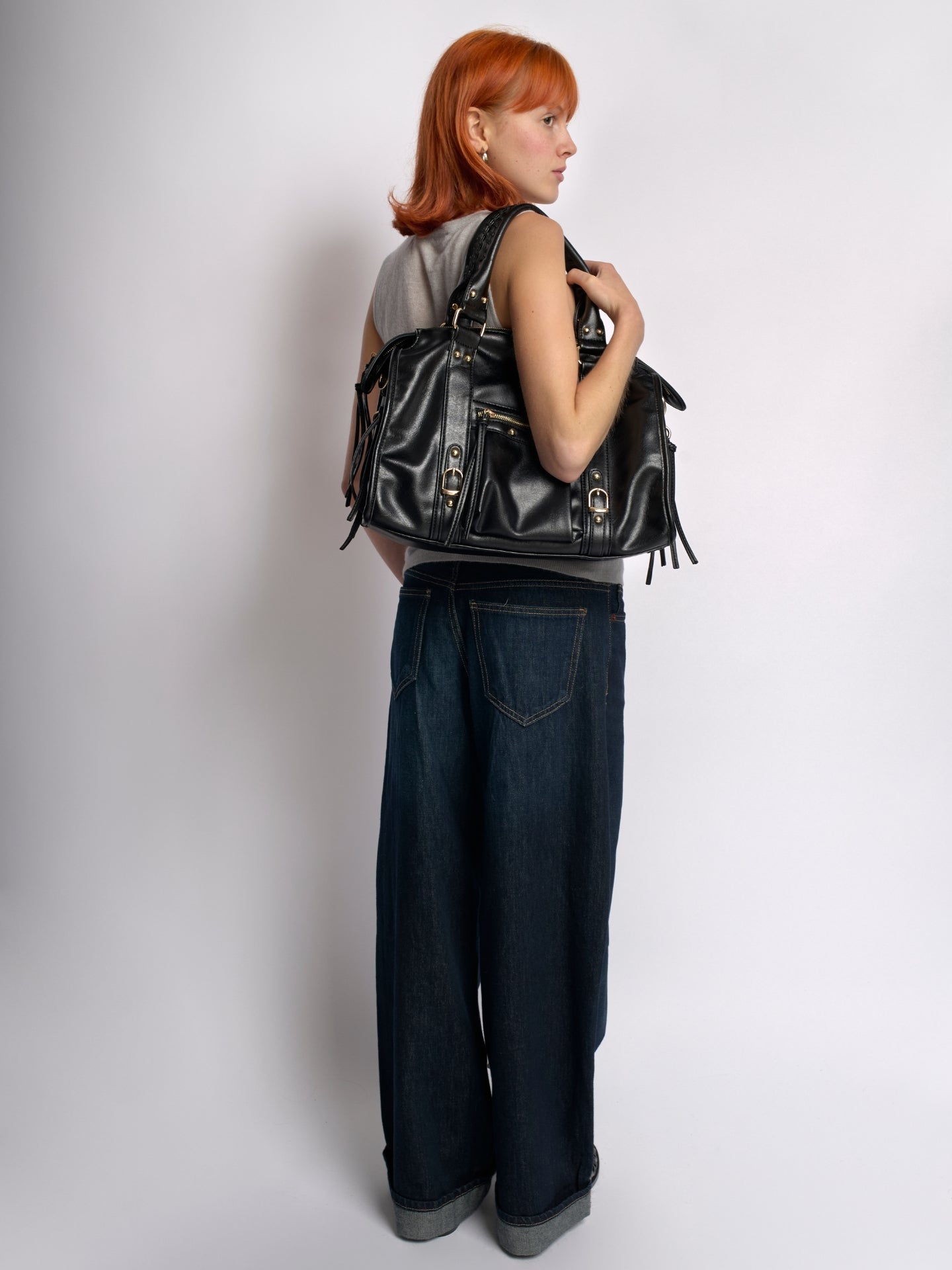 Amoria Bags Vivienne Paris Shoulder Bag – Black Leather