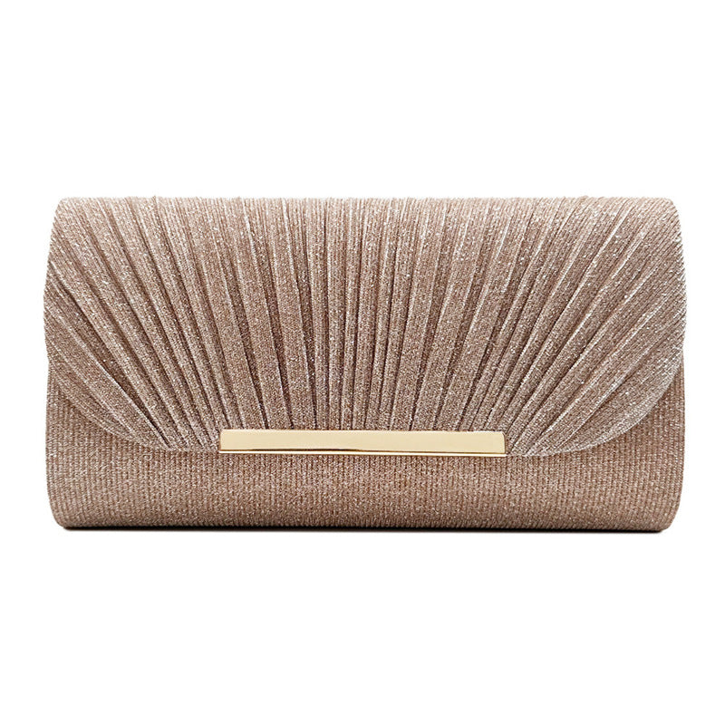 Amoria Bags Clutch Bag with Pleated Texture and Metallic Bar