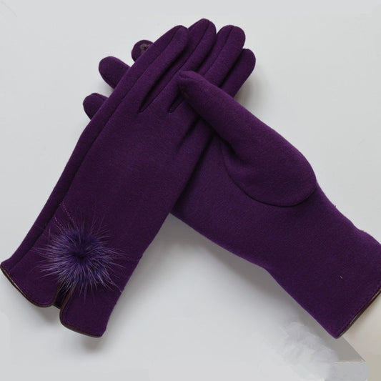 Amoria Bags Long Gloves with Full Fingers and Pom Detail
