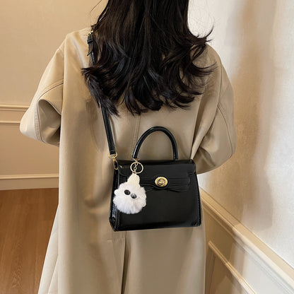 Amoria Bags Pom Mini Top Handle PU Handbag with Plush Charm