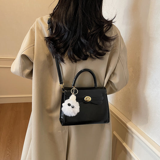 Amoria Bags Pom Mini Top Handle PU Handbag with Plush Charm