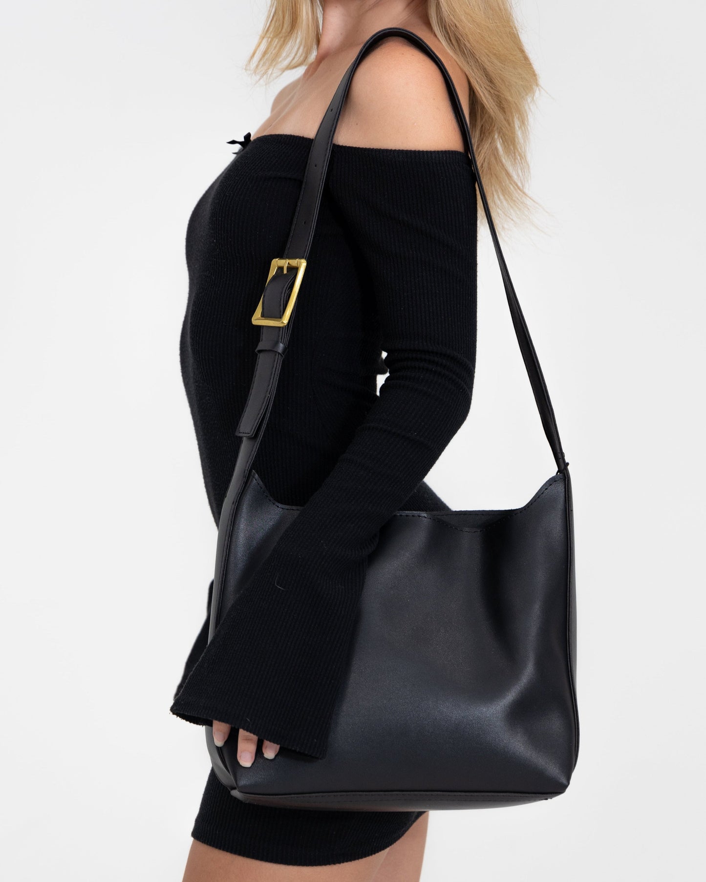 Amoria Bags Julie Shoulder Bag – Black Vegan Leather