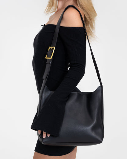 Amoria Bags Julie Shoulder Bag – Black Vegan Leather