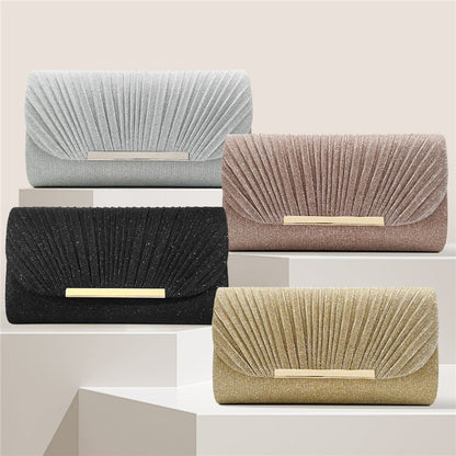 Amoria Bags Clutch Bag with Pleated Texture and Metallic Bar