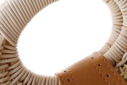 Amoria Bags Jenna Round Woven Handbag with Built-In Handles