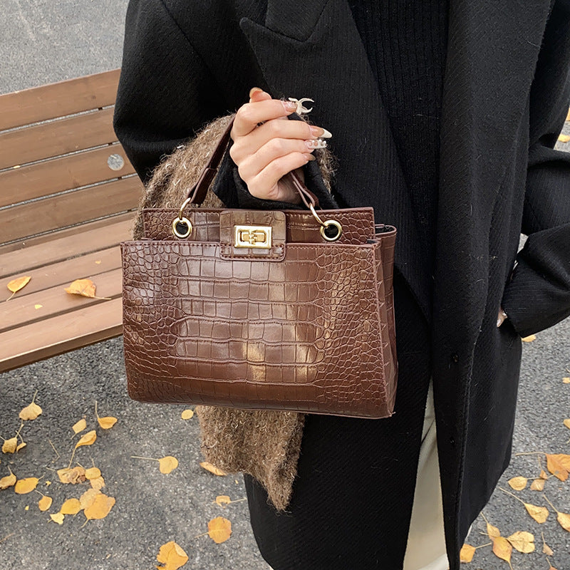 Amoria Bags Lena Embossed Texture and Turn-Lock Closure