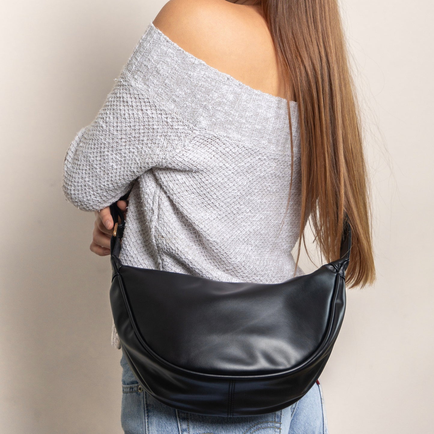 Amoria Bags Hannah Shoulder Bag – Black Vegan Leather