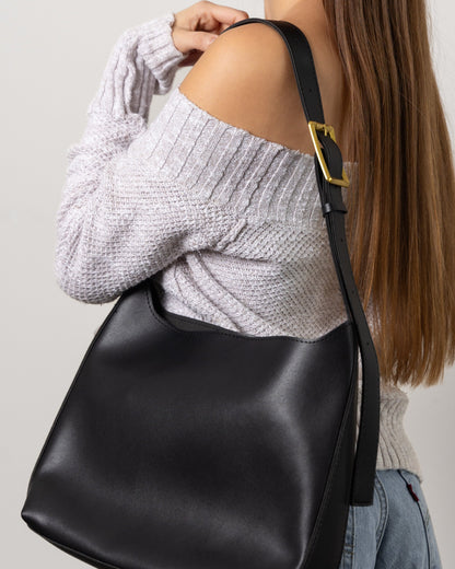 Amoria Bags Julie Shoulder Bag – Black Vegan Leather