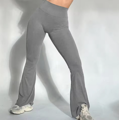 Women's trousers with a slightly flared cut and high waist