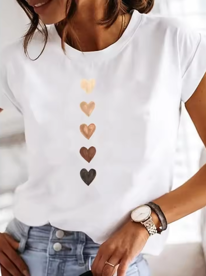 Printed short-sleeved T-shirt with round neckline