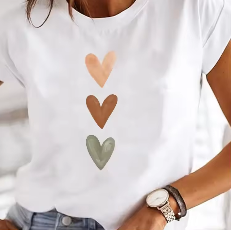 Printed short-sleeved T-shirt with round neckline