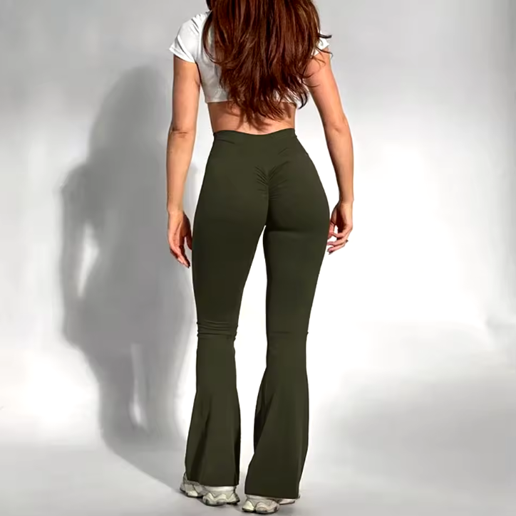 Women's trousers with a slightly flared cut and high waist