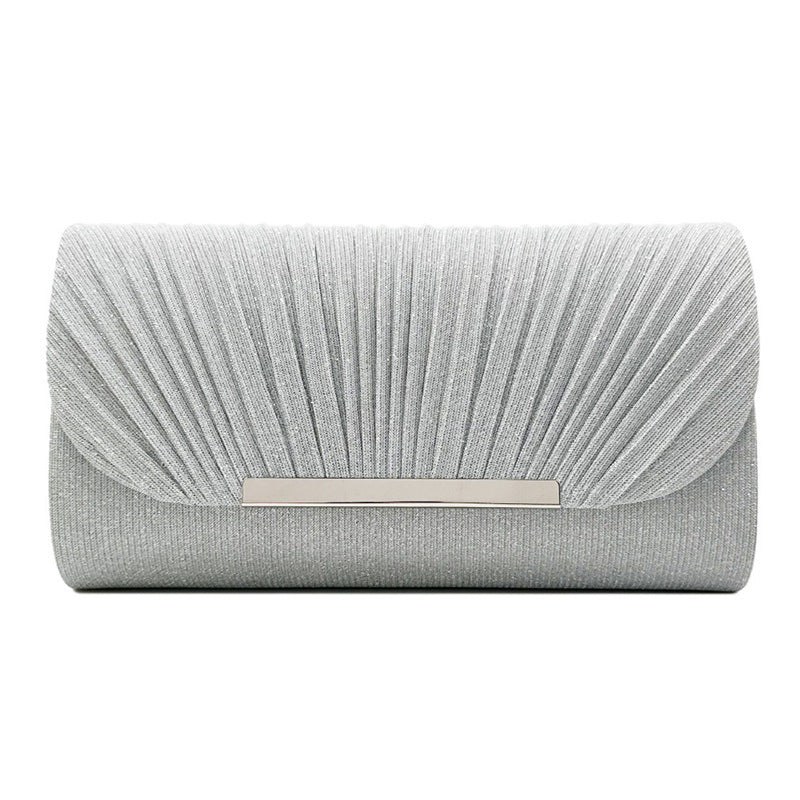 Amoria Bags Clutch Bag with Pleated Texture and Metallic Bar