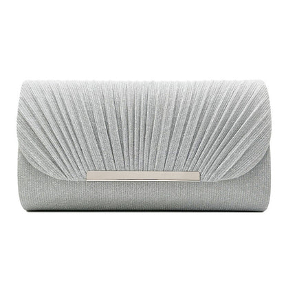 Amoria Bags Clutch Bag with Pleated Texture and Metallic Bar