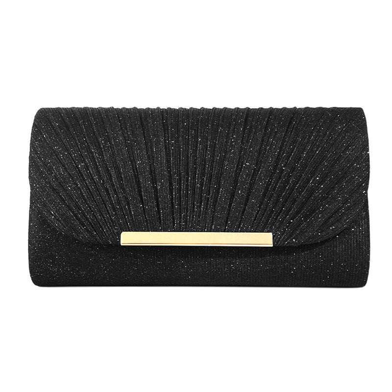Amoria Bags Clutch Bag with Pleated Texture and Metallic Bar