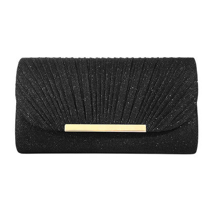 Amoria Bags Clutch Bag with Pleated Texture and Metallic Bar