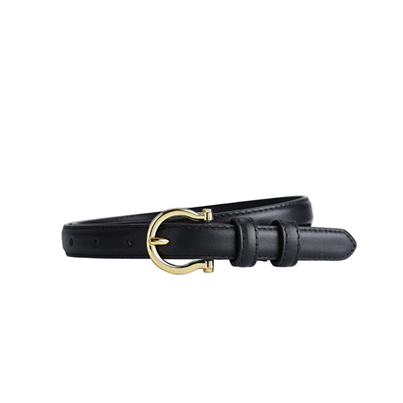 Amoria Bags Leather Belt with Circular Metal Buckle