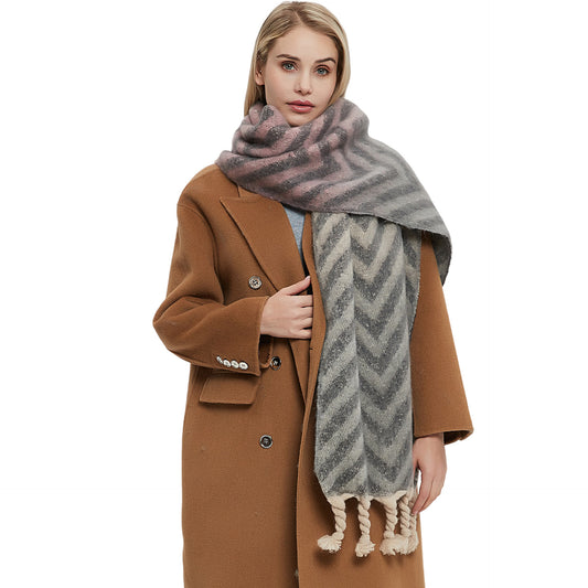 Amoria Bags Polar Rectangular Scarf with Braided Fringe