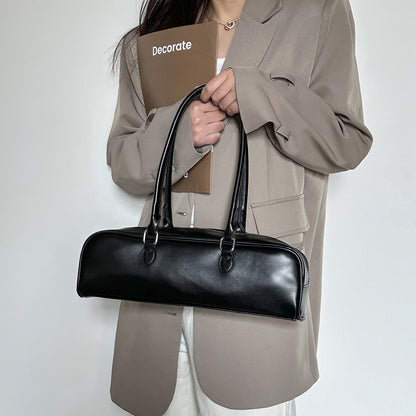 Amoria Bags PU Leather Baguette Shoulder Bag with Double Strap